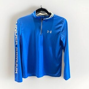 Under Armour 1/4 Zip Boy's Loose Bright Blue Heatgear UA, Size: YLG Youth Large